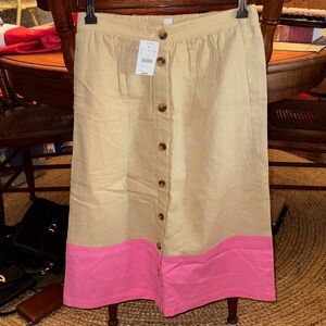 J. Crew Pink and Tan Button-Down Skirt